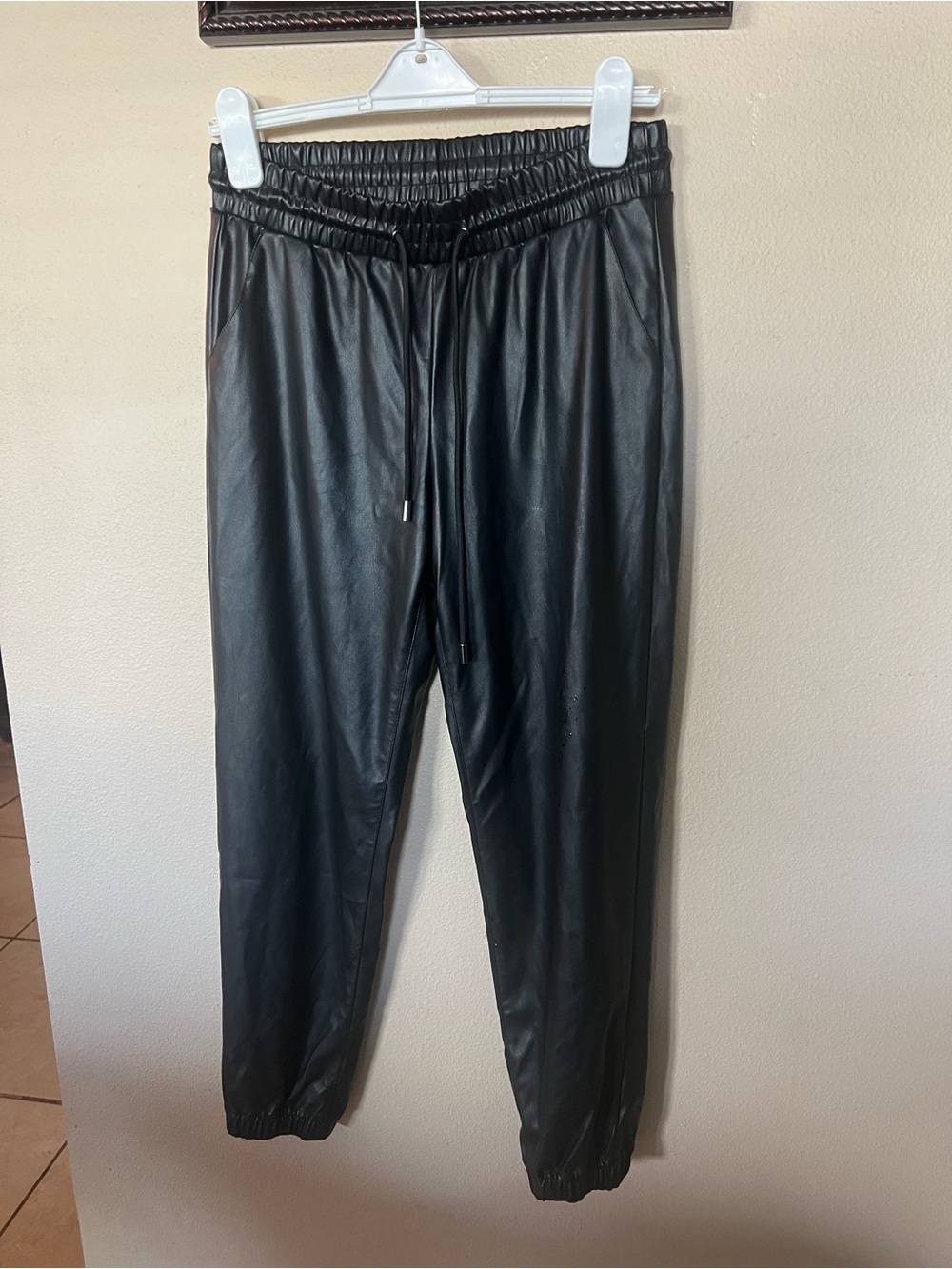 Nine West Black Faux Leather Joggers